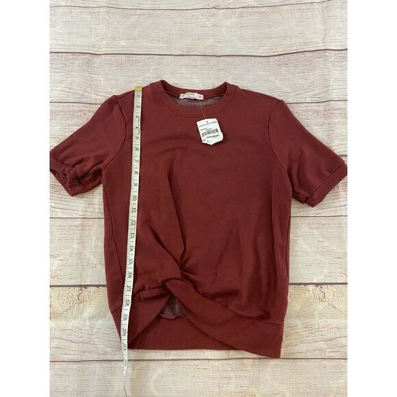 NWT Sateside Nordstrom Women's Modal Short Sleeve Front Twist Amber Sweater - XS - Picture 6 of 12